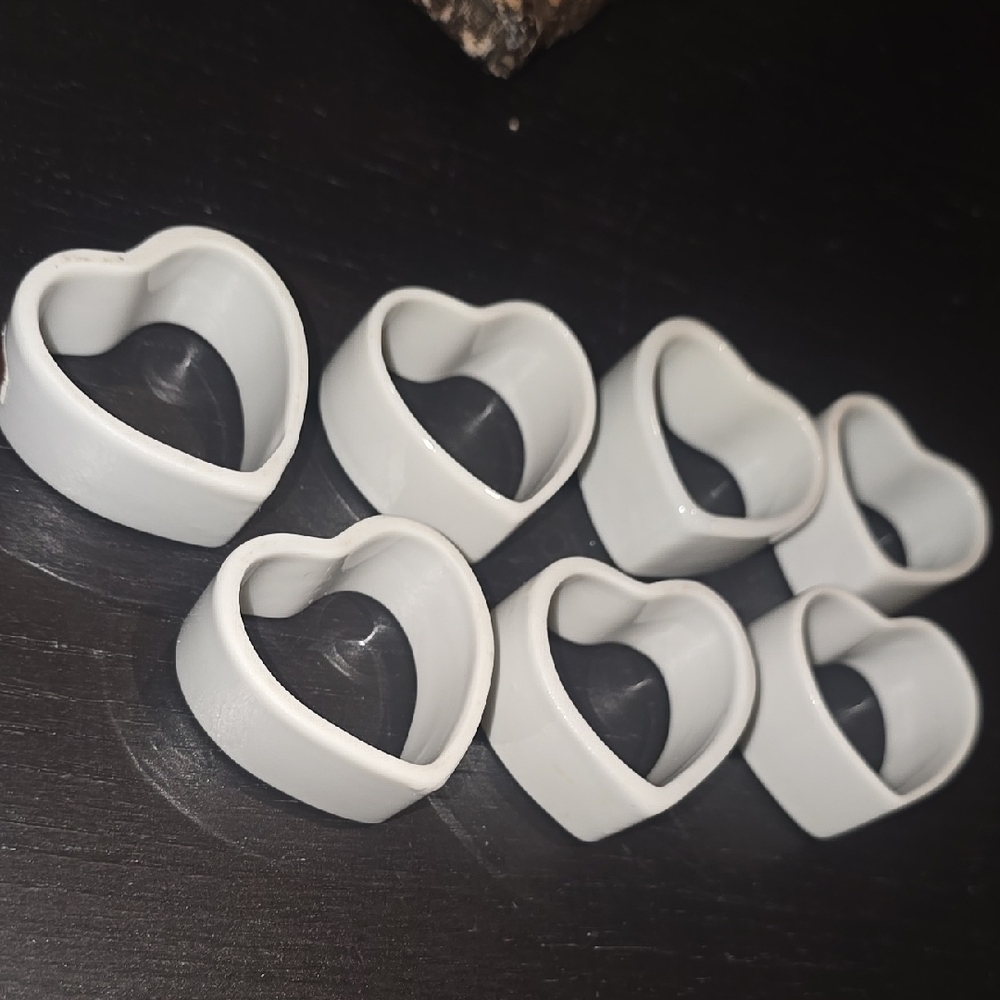 Vintage Heart-Shaped White Napkin Rings
